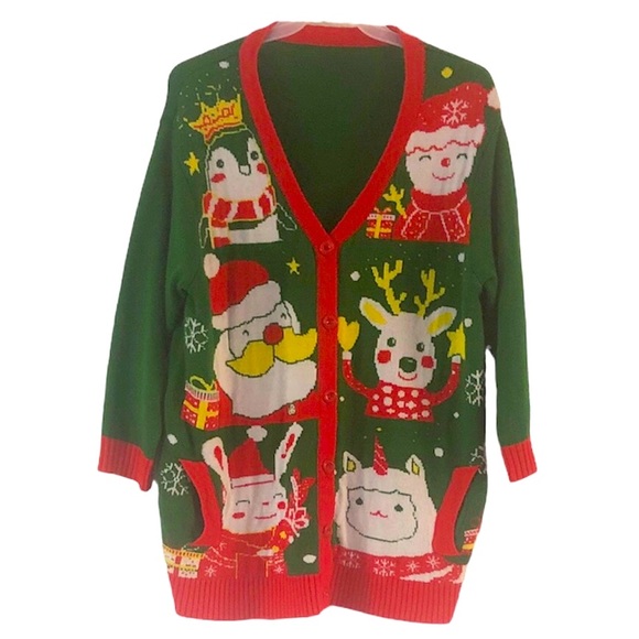 Ugly Christmas Boyfriend Sweater Santa Llamacorn Penguin Bunny Reindeer Snowman - Picture 1 of 11